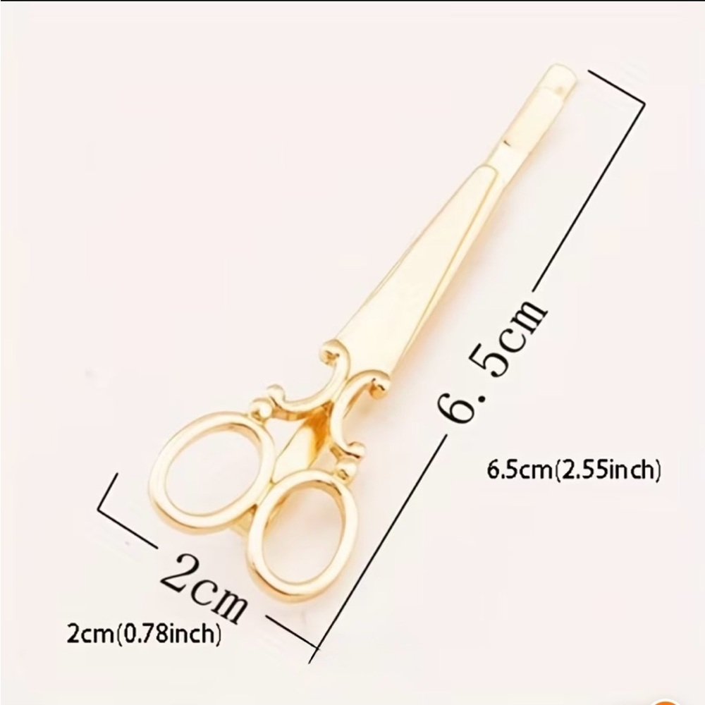 Gold Scissors Hair Clips Set of 2 - Picture 3 of 3